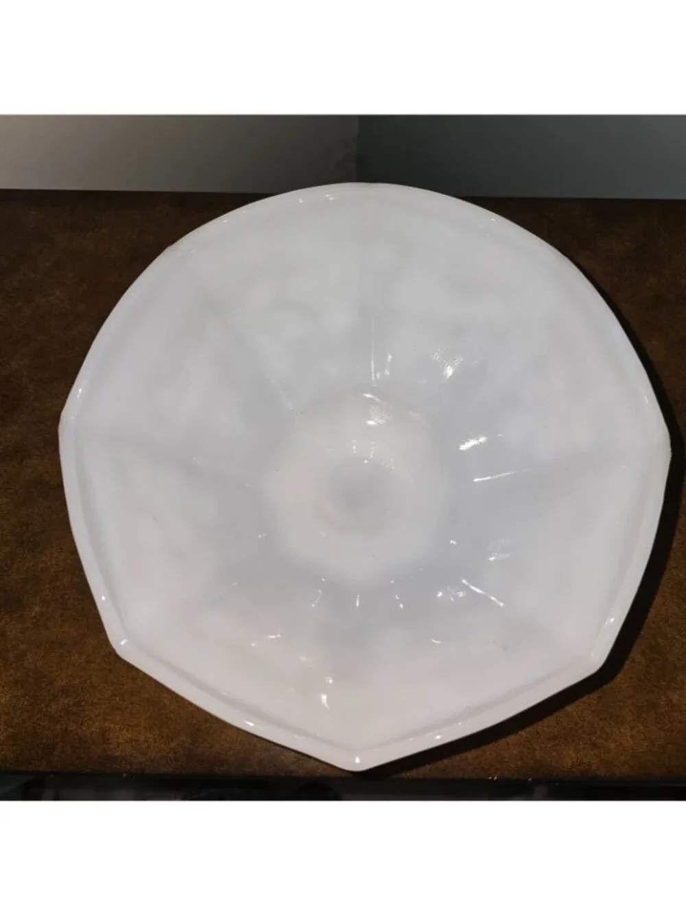 Vintage Fruit Bowl White Milk Glass Mid-Century  Pedestal Centerpiece 9